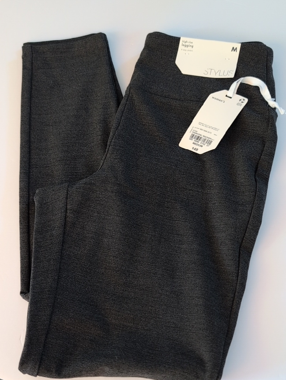 NWT STYLUS Dark Charcoal Heather High-Waist Leggings Size Medium
